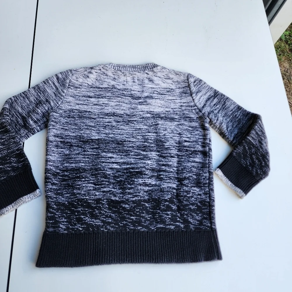 Gap Kids Cotton Sweater Boys Ivory Black Ombree Long Sleeves Pullover Sz XS
